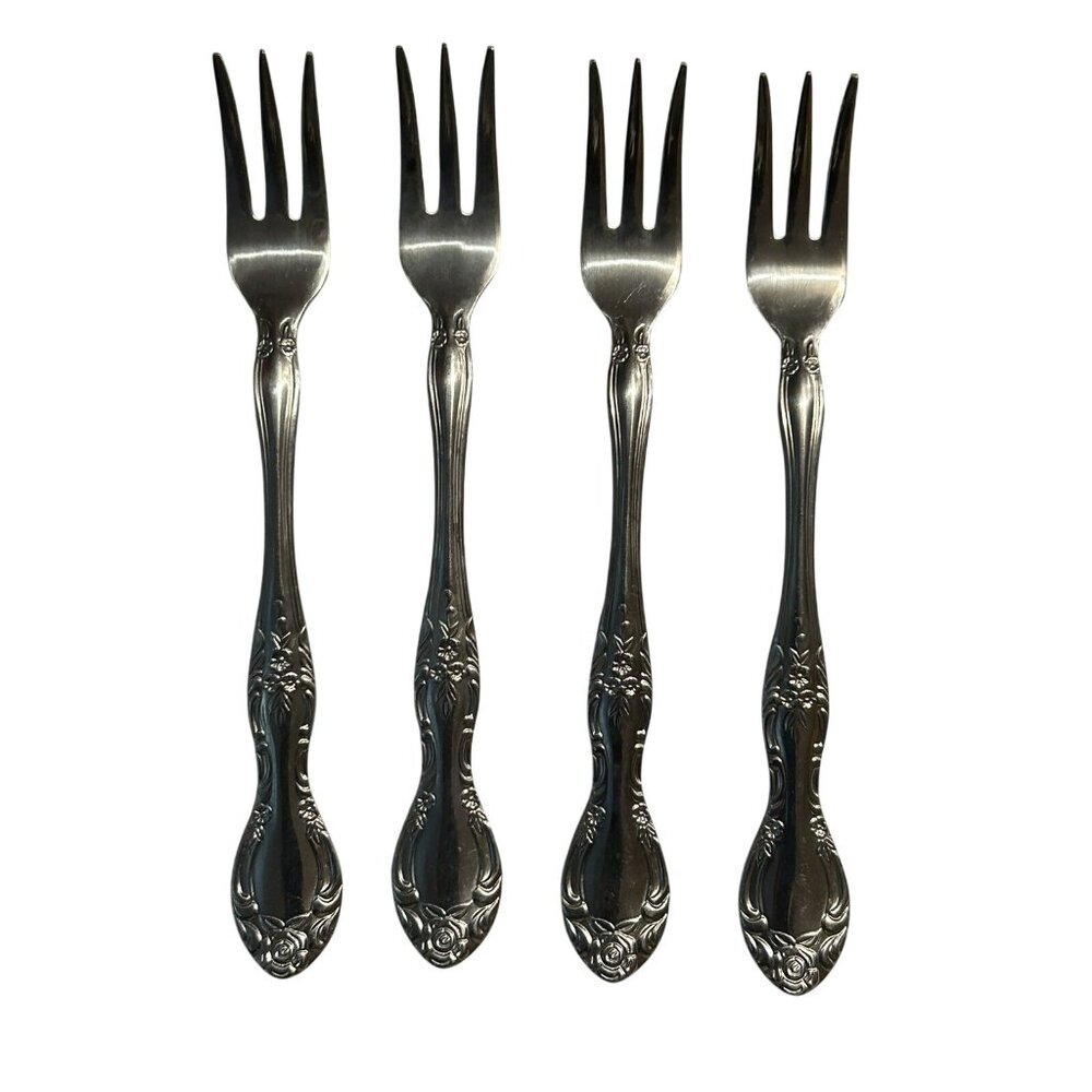 Lot Of 4 Reed & Barton Rebacraft Stainless Candice Andrea Cocktail Forks Korea